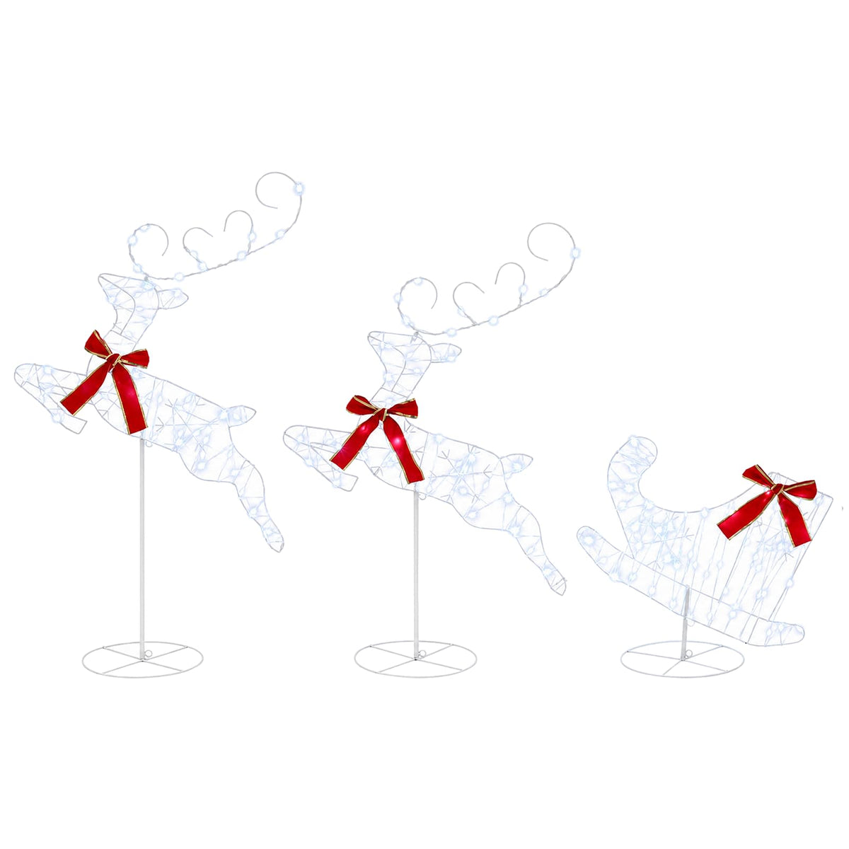 vidaXL Christmas Reindeer with Sleigh 3 pcs 160 LEDs Cold White 2