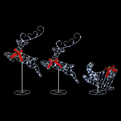 vidaXL Christmas Reindeer with Sleigh 3 pcs 160 LEDs Cold White 4