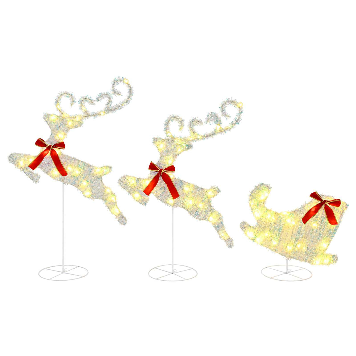 vidaXL Christmas Reindeer with Sleigh 3 pcs 72 LEDs Warm White 2