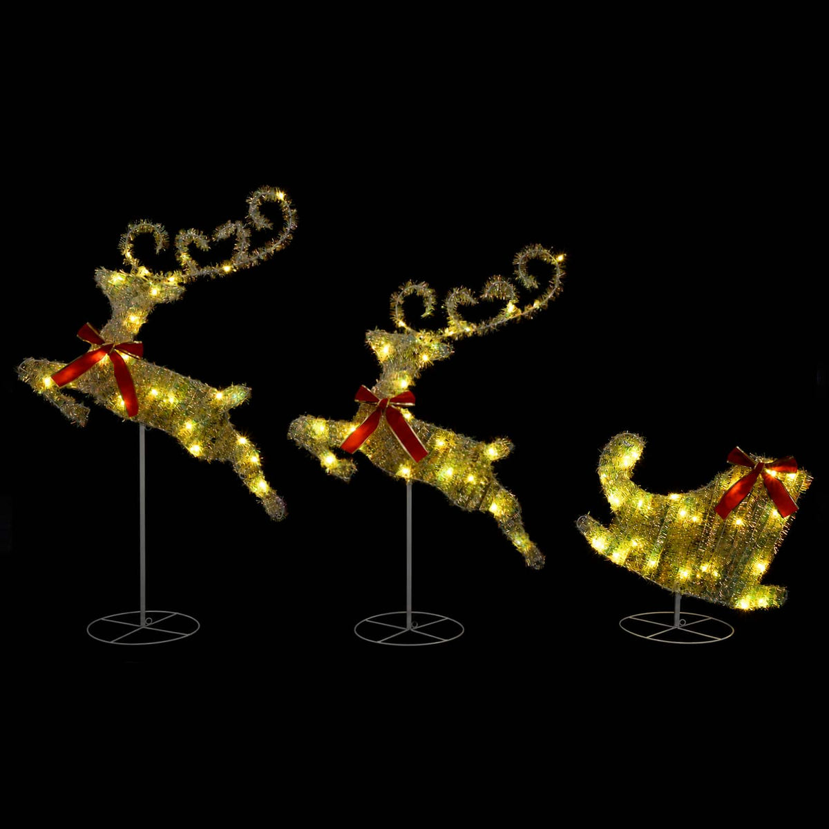 vidaXL Christmas Reindeer with Sleigh 3 pcs 72 LEDs Warm White 4