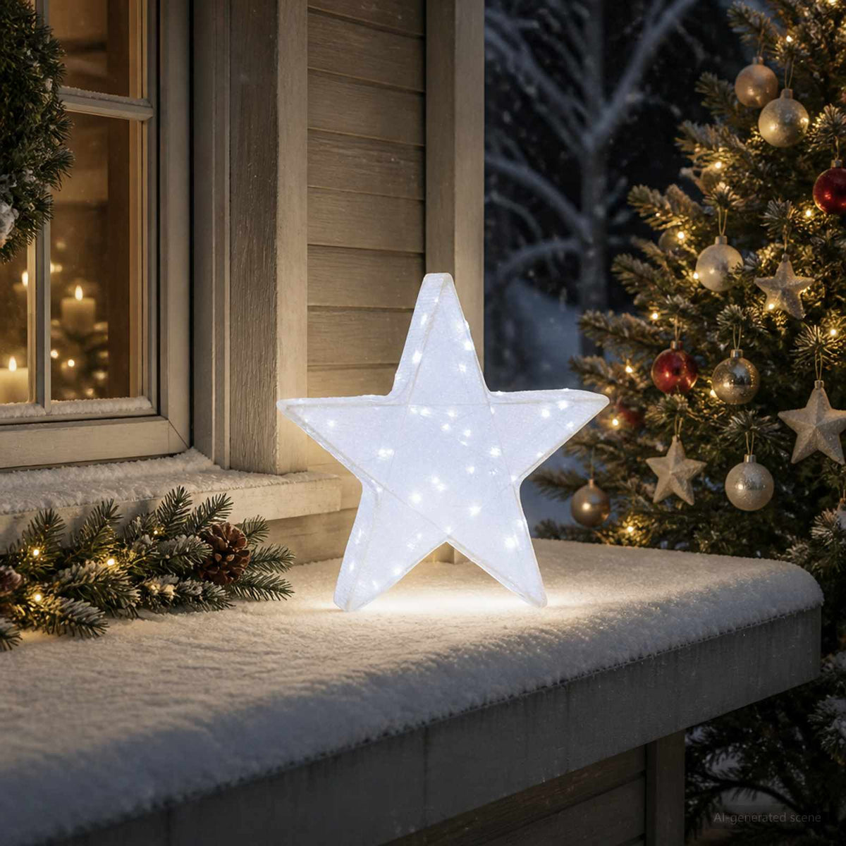 vidaXL 3D Christmas Star 50 LEDs Cold White 55 x 53.5 x 10 cm 3