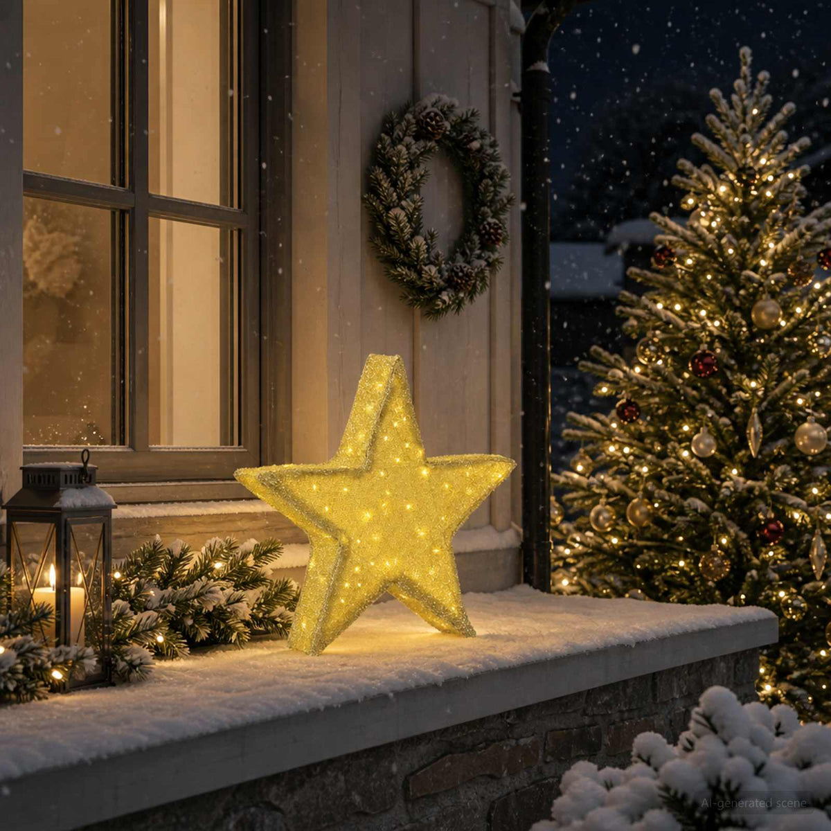 vidaXL 3D Christmas Star 50 LEDs Warm White 55 x 53.5 x 10 cm 3