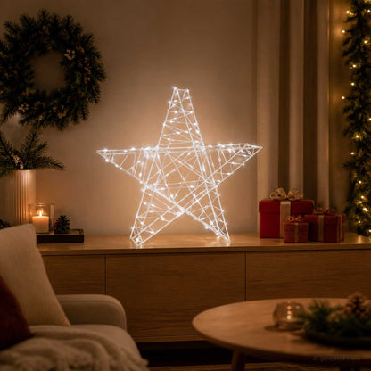vidaXL 3D Christmas Star 120 LEDs Cold White 55 x 53.5 x 10 cm 3