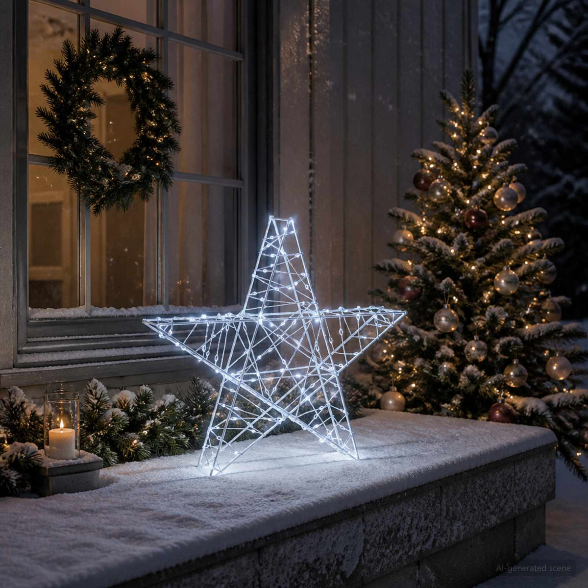 vidaXL 3D Christmas Star 120 LEDs Cold White 55 x 53.5 x 10 cm 1
