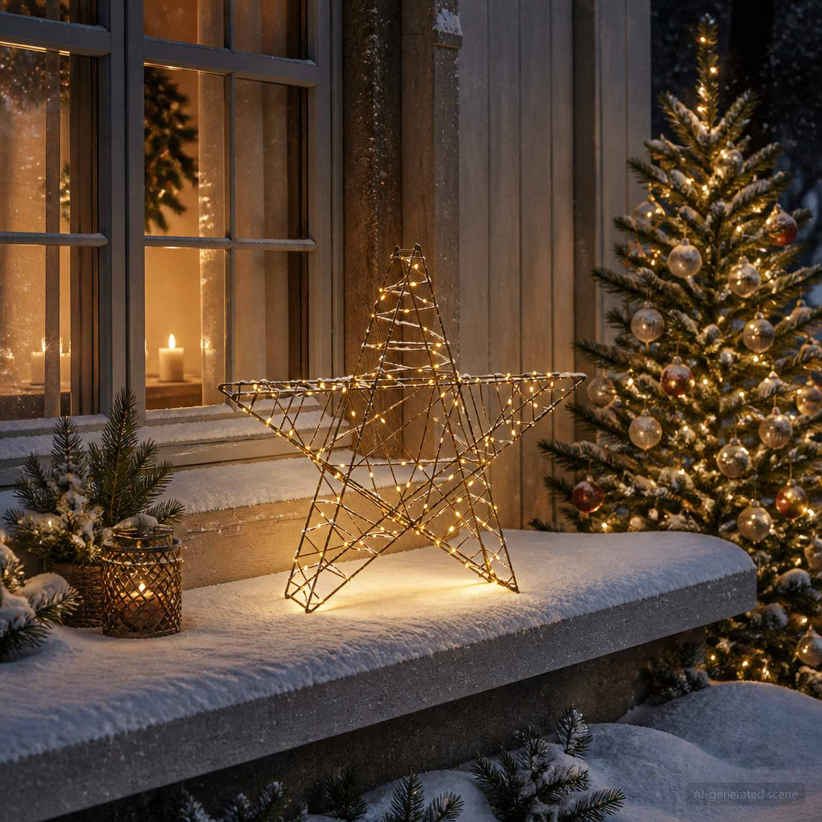 vidaXL 3D Christmas Star 120 LEDs Warm White 55 x 53.5 x 10 cm 1