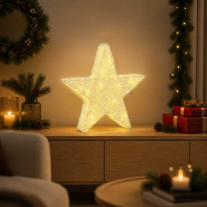 vidaXL 3D Christmas Star 50 LEDs Warm White 55 x 53.5 x 10 cm 3