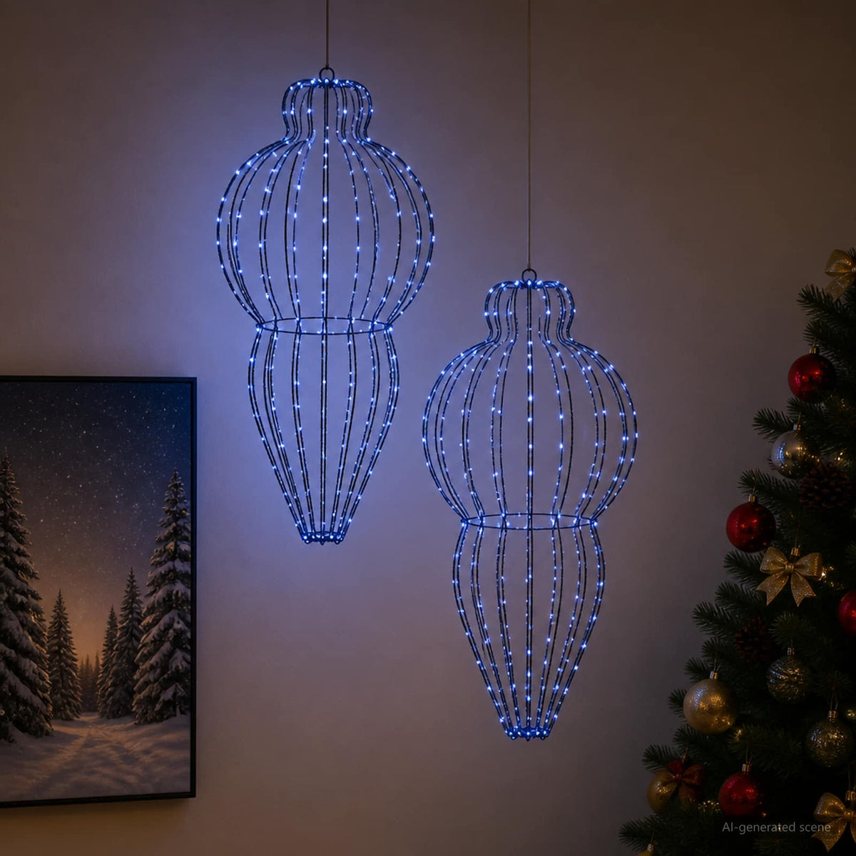 Christmas Finial Light 320 LEDs Dia. 40 x 75 cm 2 Blue