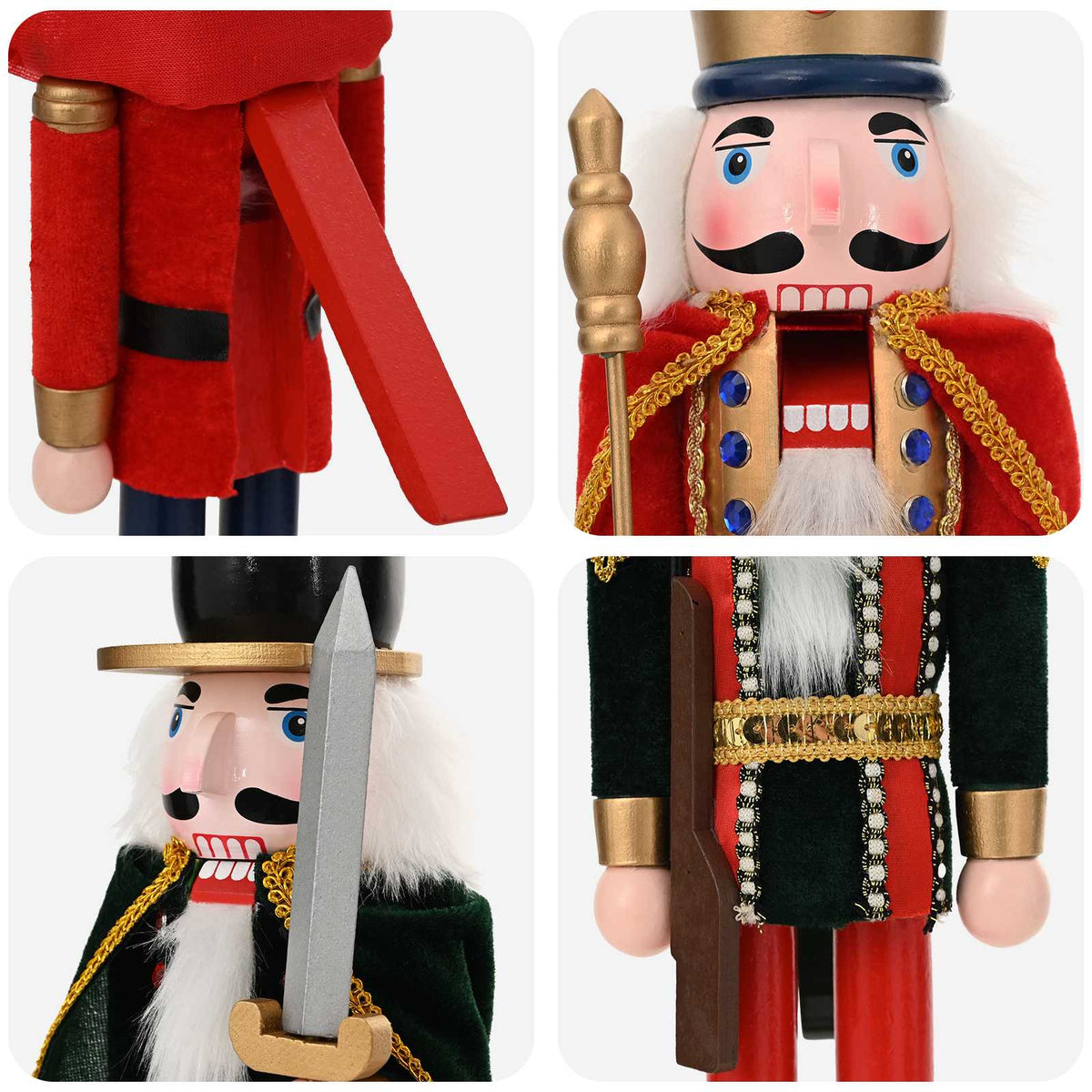vidaXL Christmas Nutcracker TURKU 4 pcs Red and Black 38 cm 5