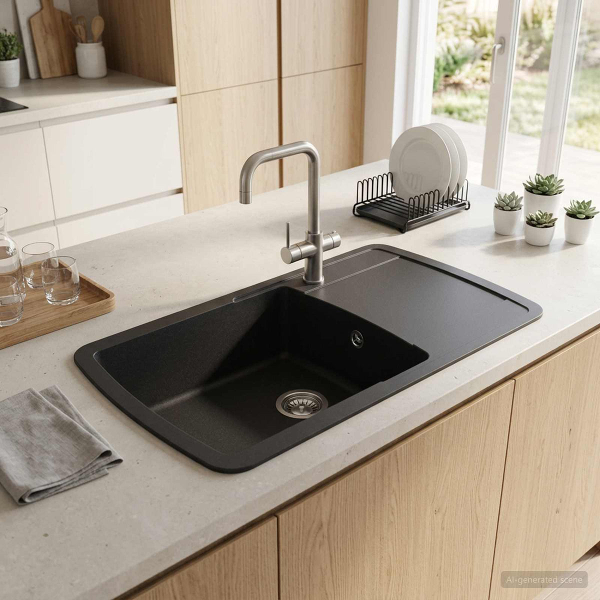 Granite Kitchen Sink Single Basin Graphite