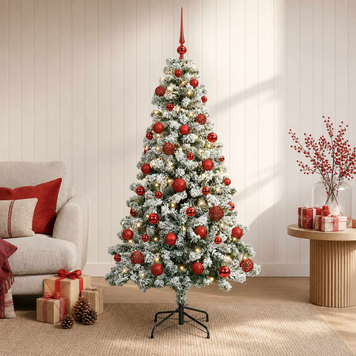 vidaXL Artificial Christmas Tree with Bauble 120 cm 150 LEDs 1