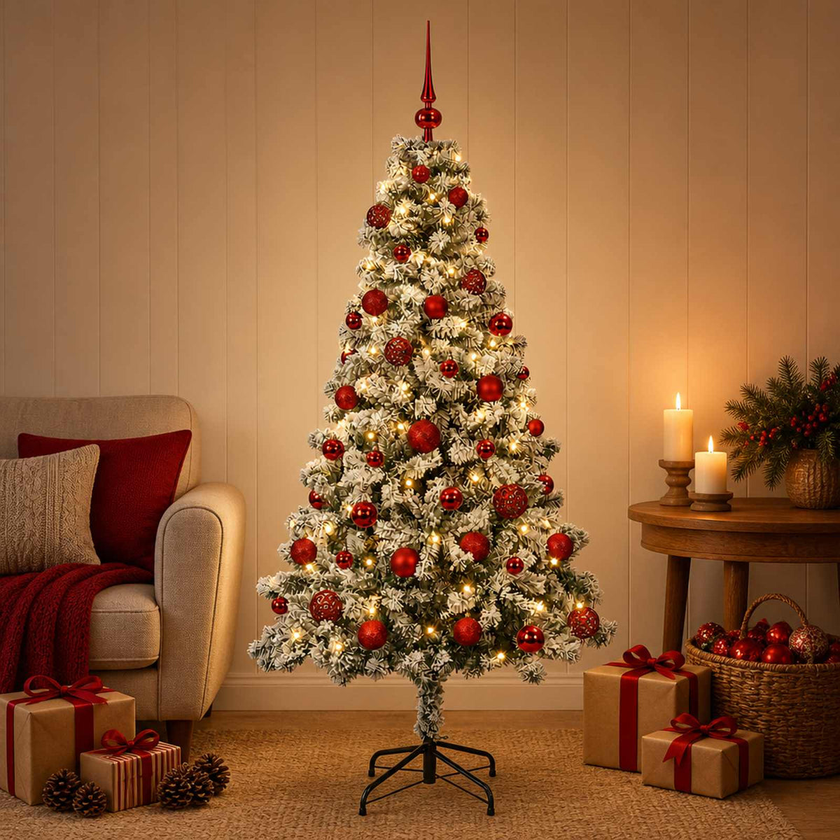 vidaXL Artificial Christmas Tree with Bauble 120 cm 150 LEDs 3