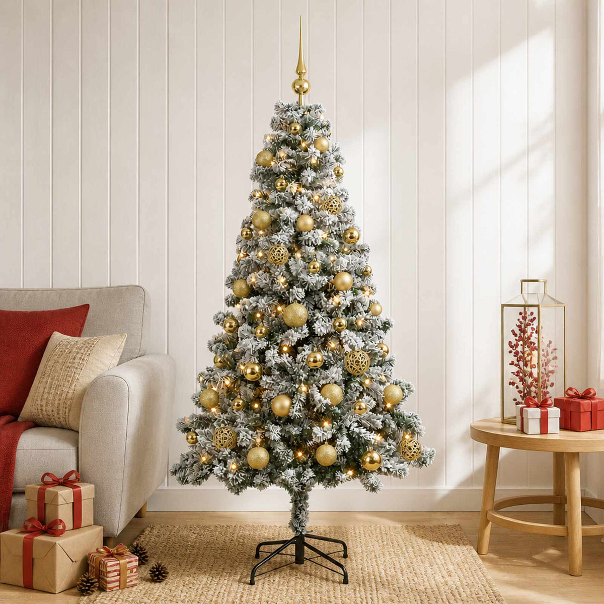 vidaXL Artificial Christmas Tree with Bauble 120 cm 150 LEDs 1