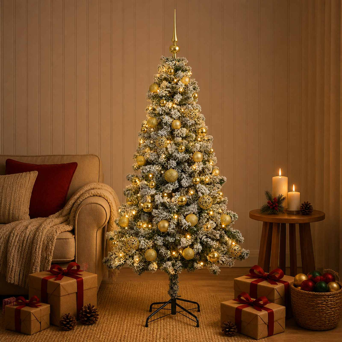 vidaXL Artificial Christmas Tree with Bauble 120 cm 150 LEDs 3