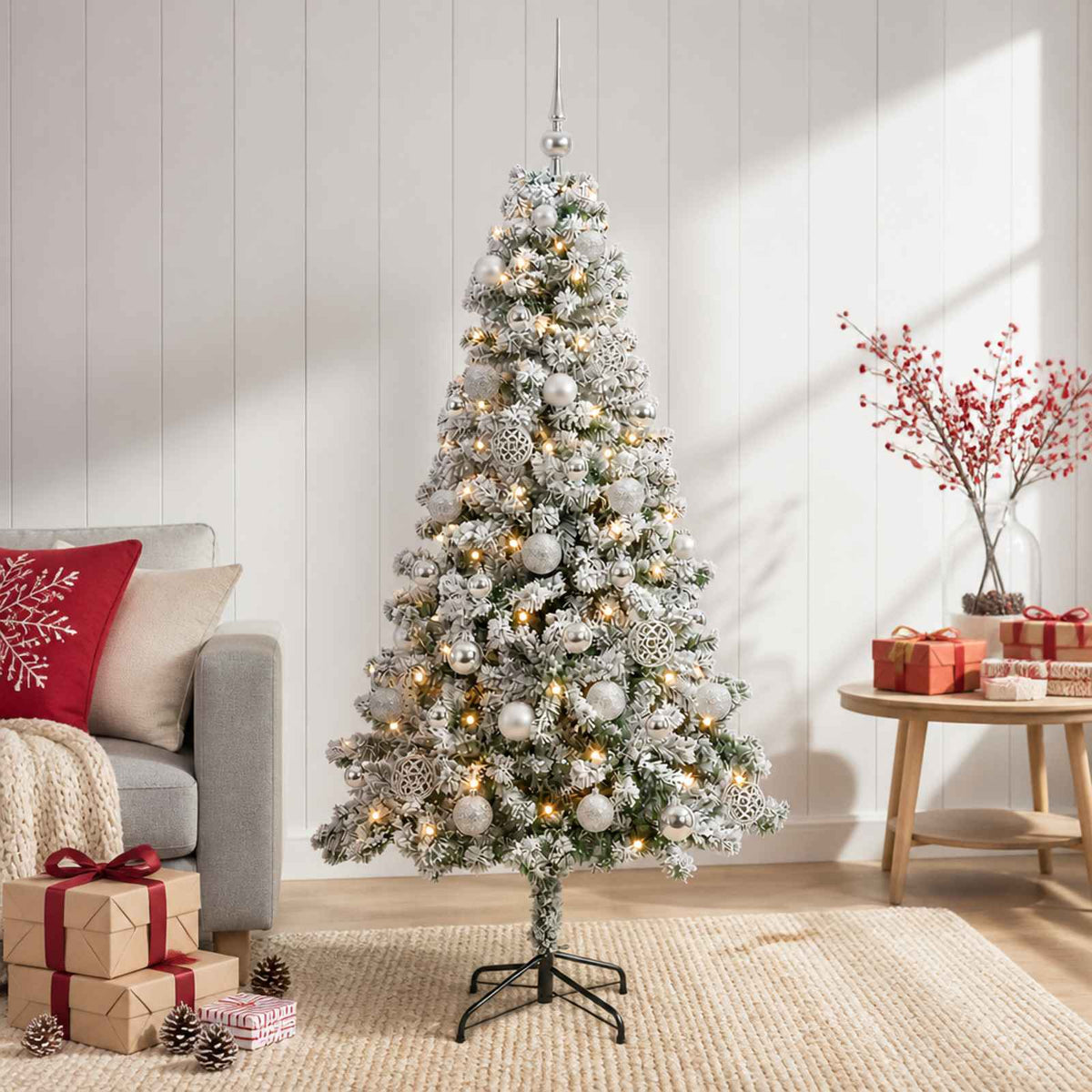 vidaXL Artificial Christmas Tree with Bauble 120 cm 150 LEDs 1