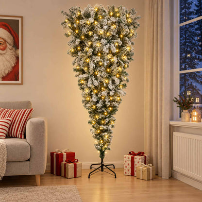 vidaXL Upside-down Artificial Hinged Christmas Tree 150 cm 150 LEDs 1