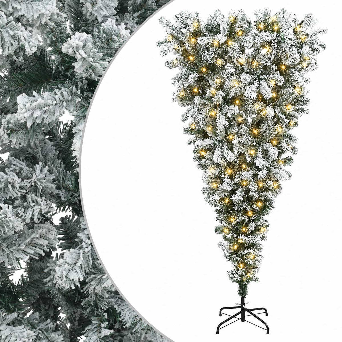 vidaXL Upside-down Artificial Hinged Christmas Tree 150 cm 150 LEDs 2