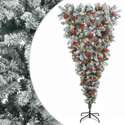 vidaXL Upside-down Artificial Hinged Christmas Tree 150 cm 150 LEDs 2