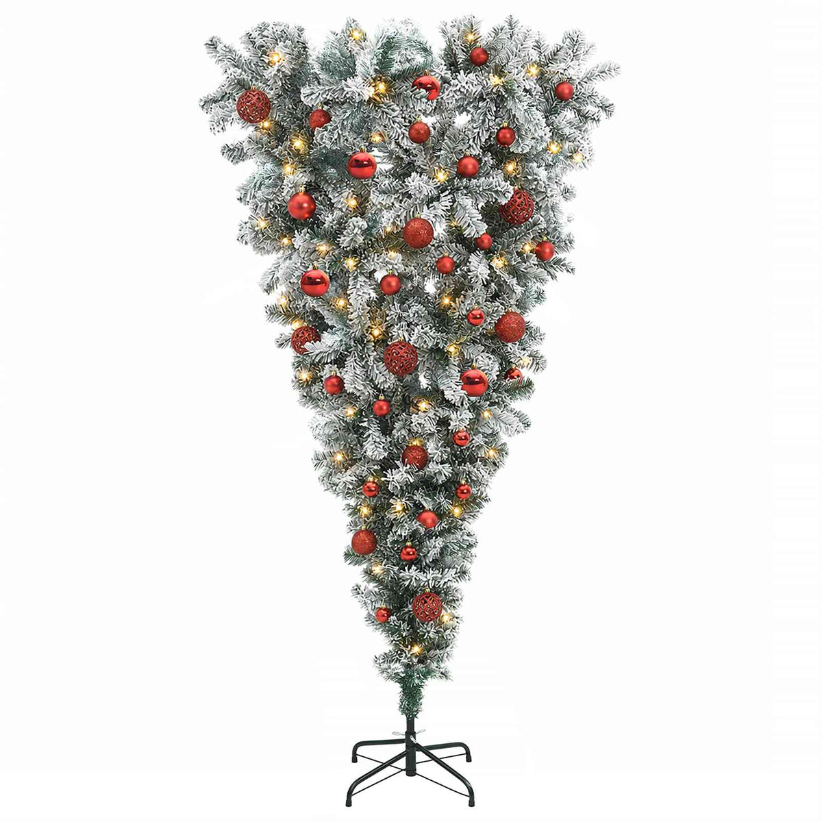 vidaXL Upside-down Artificial Hinged Christmas Tree 150 cm 150 LEDs 4