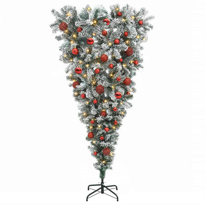 vidaXL Upside-down Artificial Hinged Christmas Tree 150 cm 150 LEDs 4