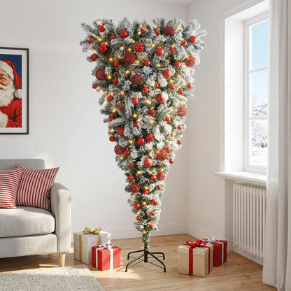 vidaXL Upside-down Artificial Hinged Christmas Tree 180 cm 300 LEDs 3