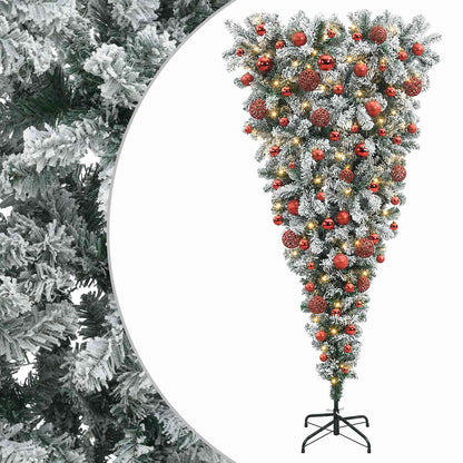 vidaXL Upside-down Artificial Hinged Christmas Tree 180 cm 300 LEDs 2