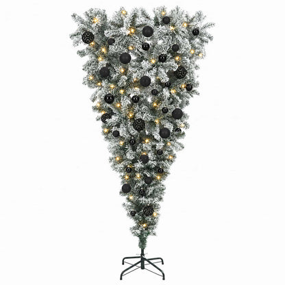 vidaXL Upside-down Artificial Hinged Christmas Tree 150 cm 150 LEDs 4