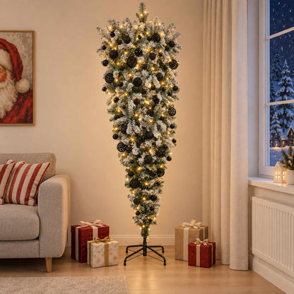 vidaXL Upside-down Artificial Hinged Christmas Tree 150 LEDs