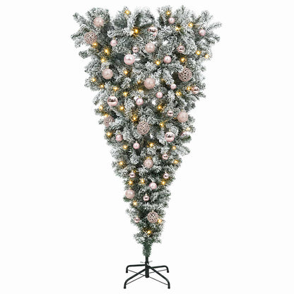 vidaXL Upside-down Artificial Hinged Christmas Tree 150 cm 150 LEDs 4