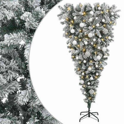 Upside-down Artificial Hinged Christmas Tree 150 LEDs with LEDs & white balls
