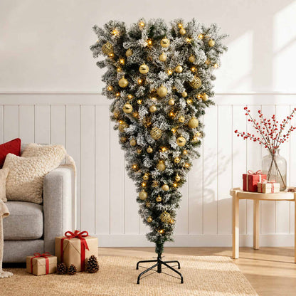 vidaXL Upside-down Artificial Hinged Christmas Tree 150 LEDs
