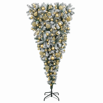 vidaXL Upside-down Artificial Hinged Christmas Tree 180 cm 300 LEDs 4