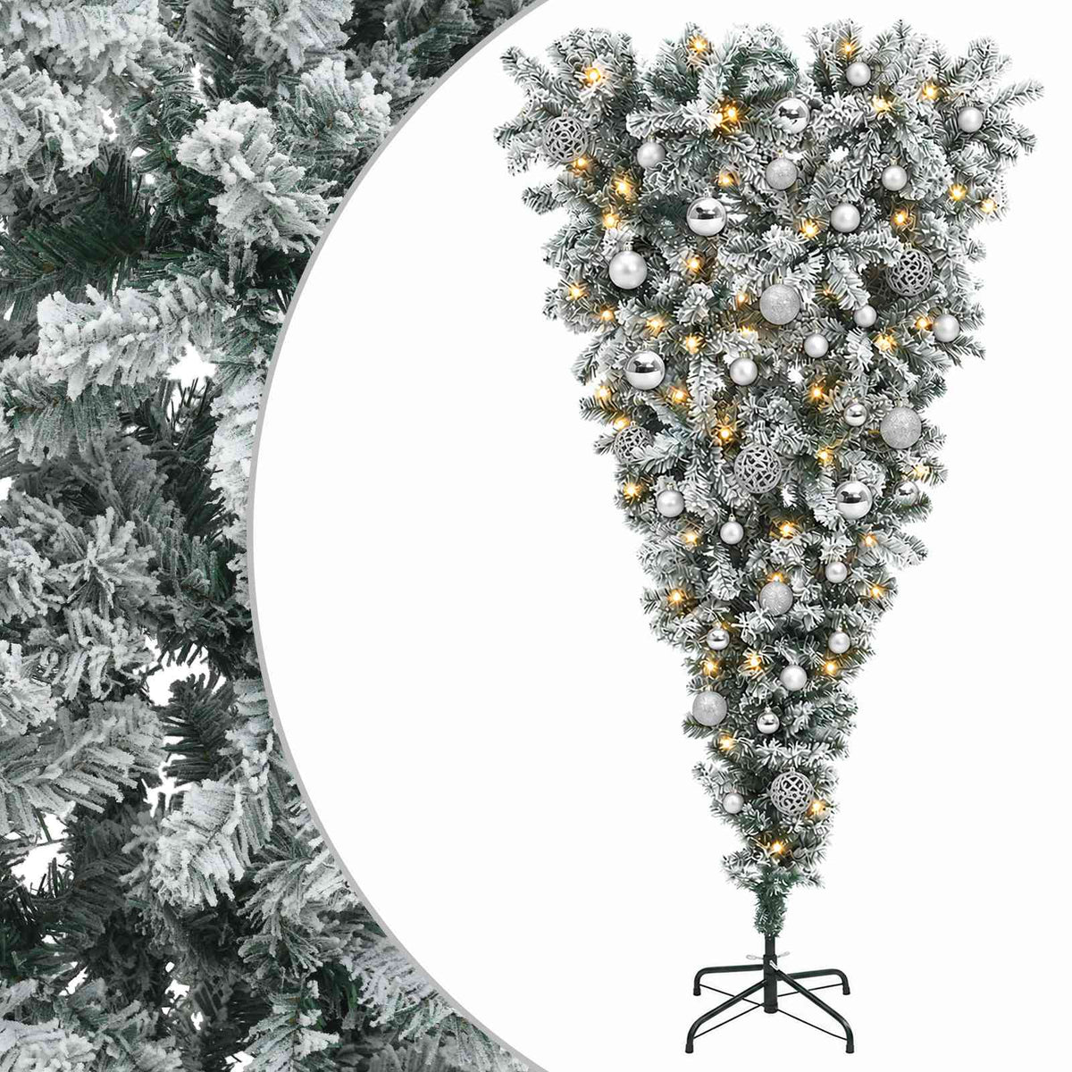 vidaXL Upside-down Artificial Hinged Christmas Tree 150 cm 150 LEDs 2