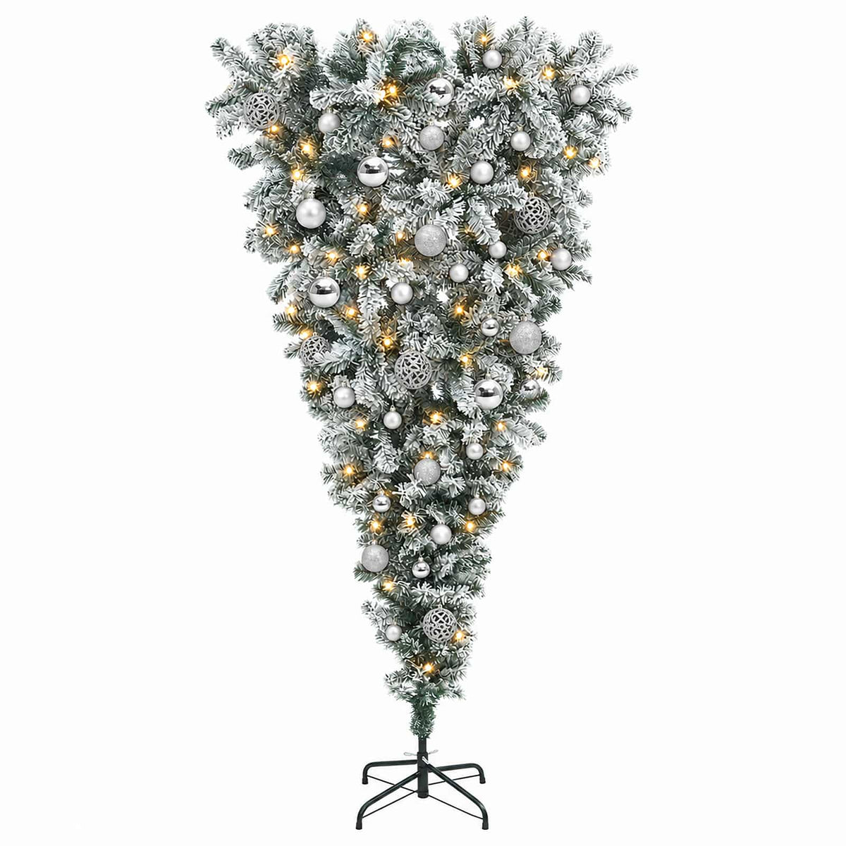 vidaXL Upside-down Artificial Hinged Christmas Tree 150 cm 150 LEDs 4