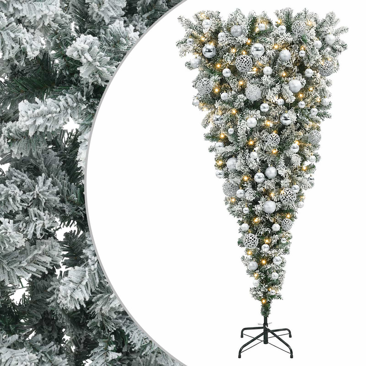 vidaXL Upside-down Artificial Hinged Christmas Tree 180 cm 300 LEDs 2