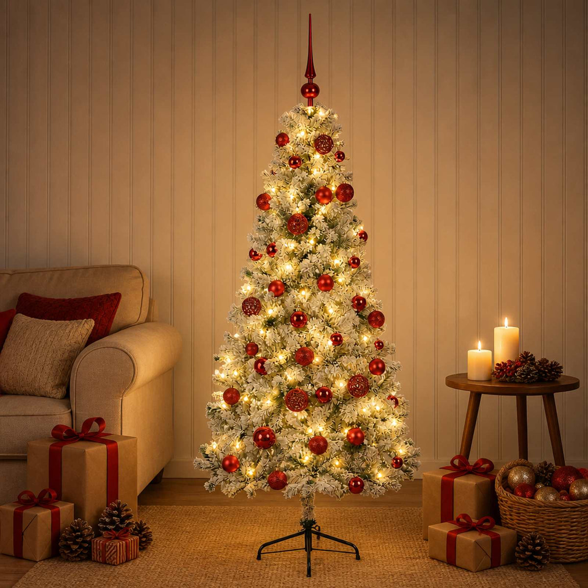 vidaXL Artificial Christmas Tree with Bauble 120 cm 150 LEDs 3