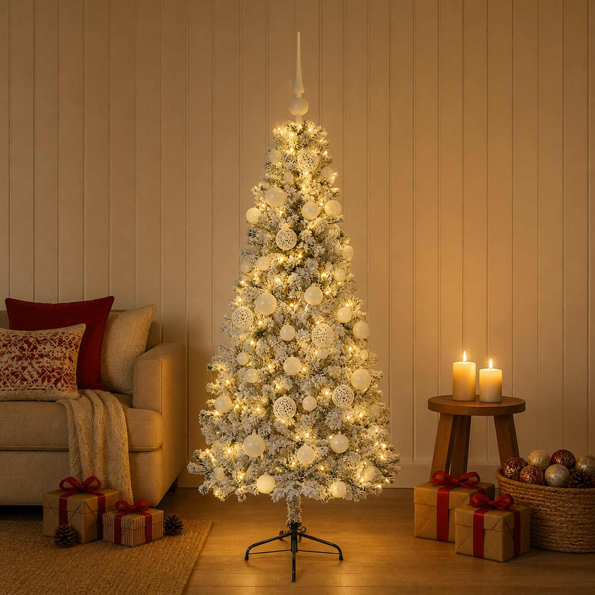 vidaXL Artificial Christmas Tree with Bauble 150 cm 150 LEDs 1