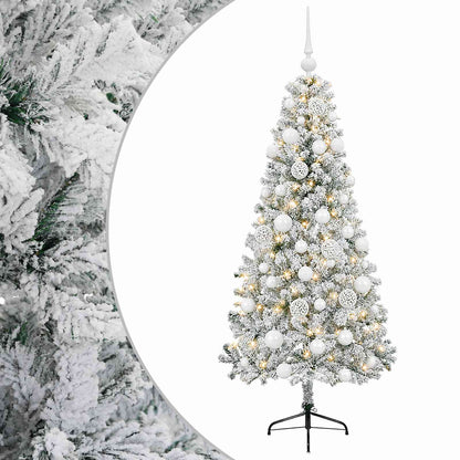 Artificial Christmas Tree with Bauble 150 LEDs 150 cm with LEDs & white balls