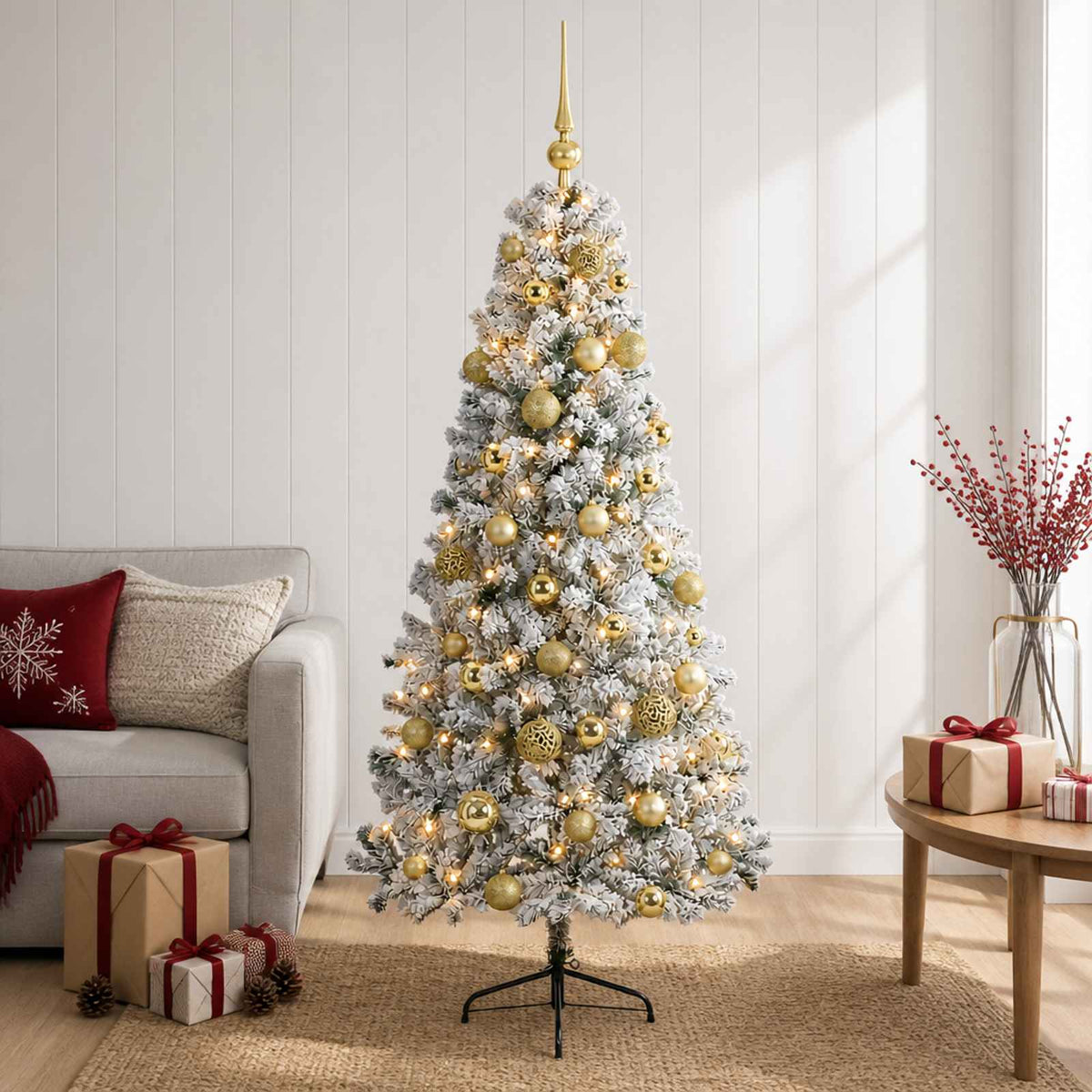 vidaXL Artificial Christmas Tree with Bauble 120 cm 150 LEDs 1