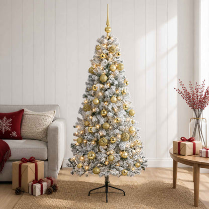 vidaXL Artificial Christmas Tree with Bauble 120 cm 150 LEDs 1