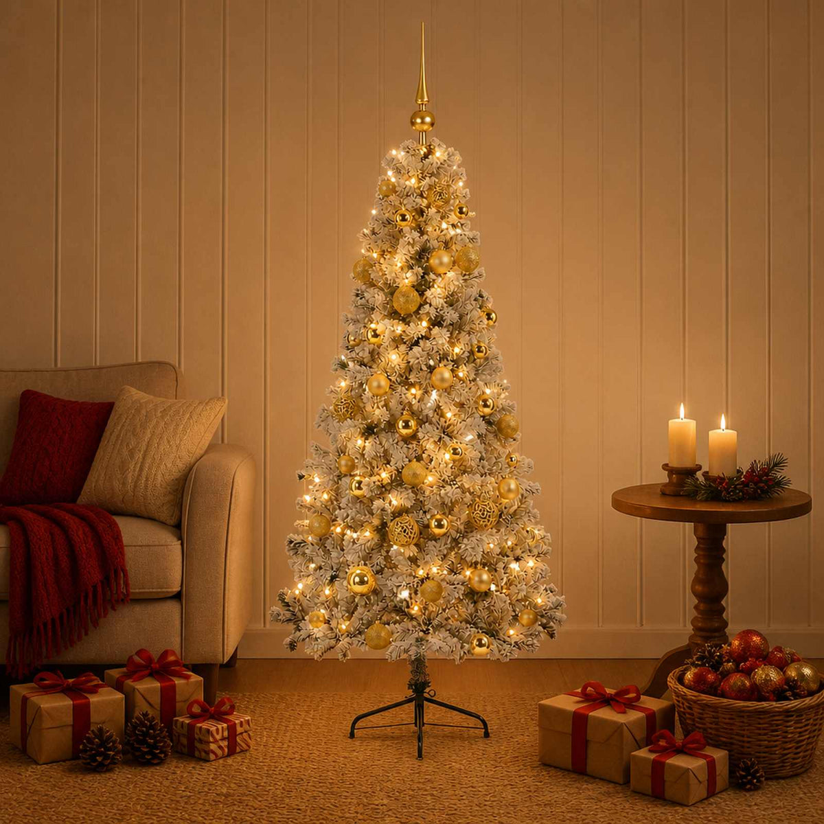 vidaXL Artificial Christmas Tree with Bauble 120 cm 150 LEDs 3