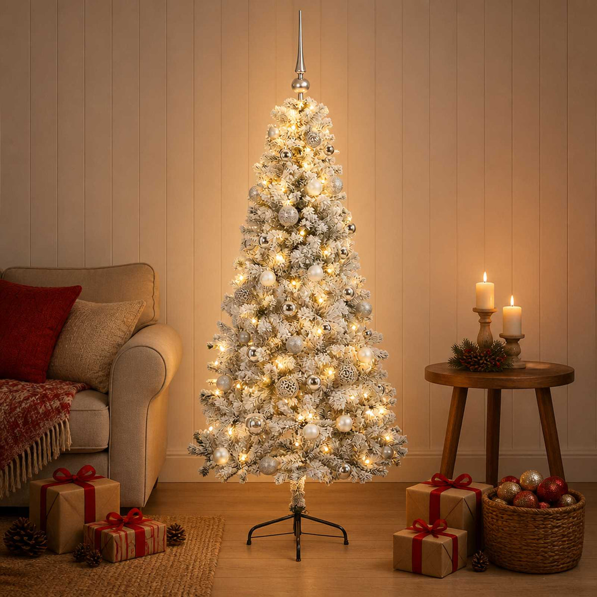 vidaXL Artificial Christmas Tree with Bauble 120 cm 150 LEDs 3