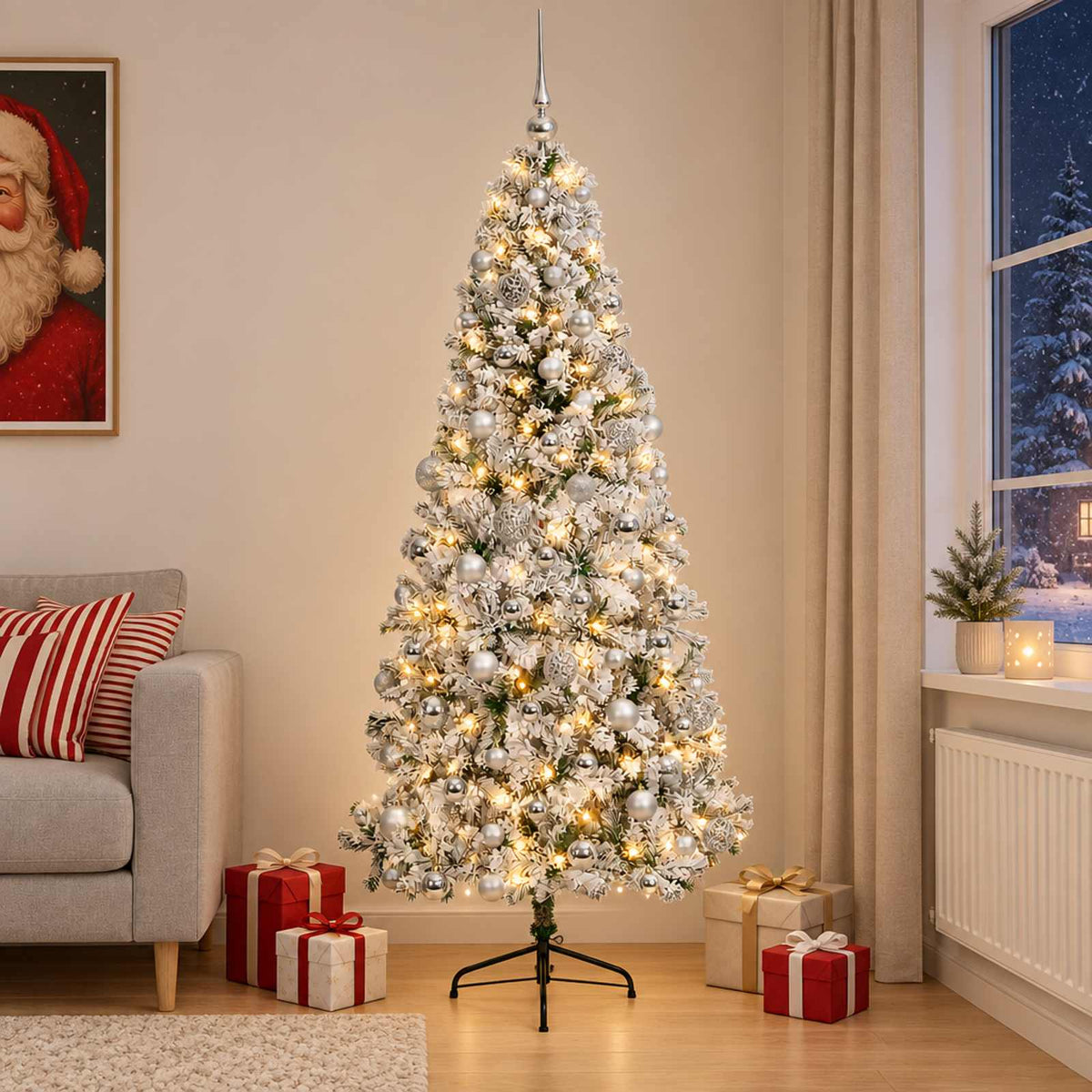 vidaXL Artificial Christmas Tree with Bauble 240 cm 300 LEDs 1