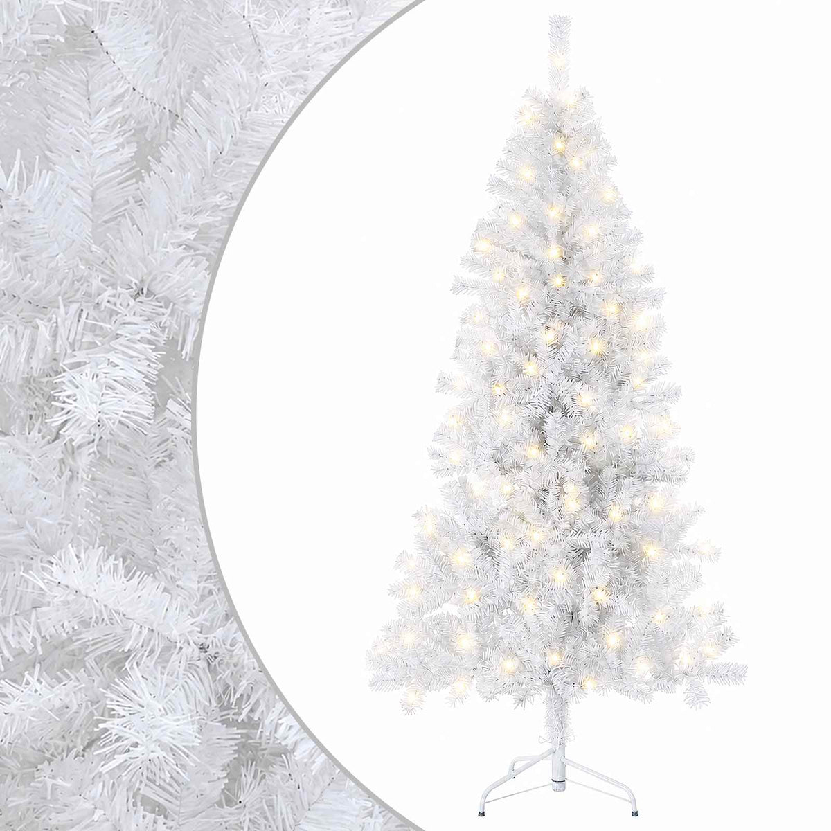 vidaXL Artificial Hinged Christmas Tree 210 cm 300 LEDs Warm White 2