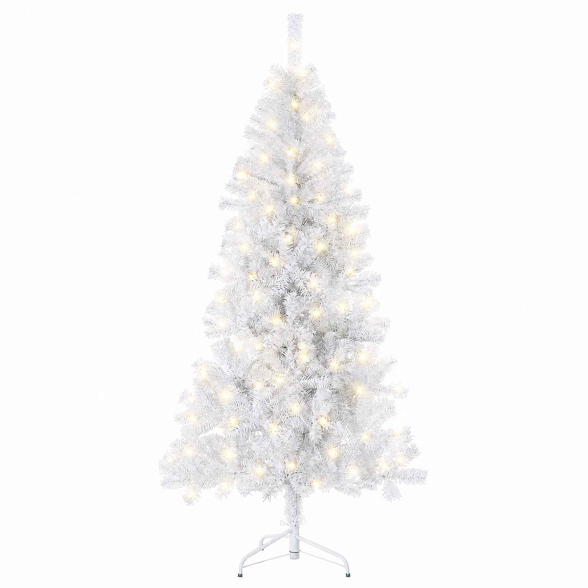 vidaXL Artificial Hinged Christmas Tree 210 cm 300 LEDs Warm White 4