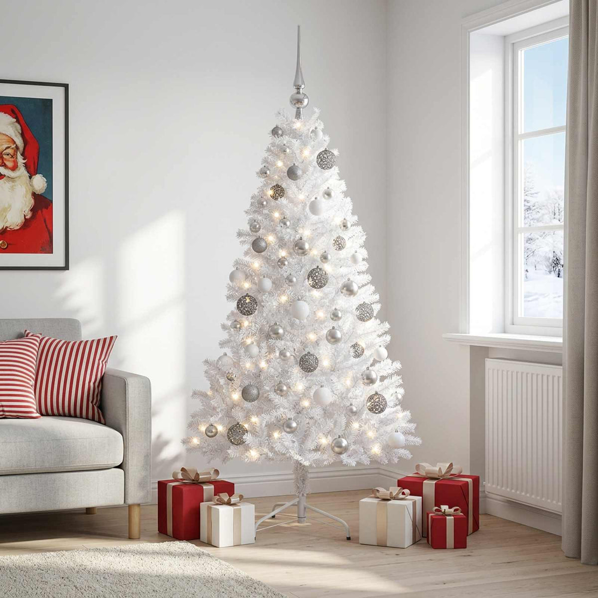 vidaXL Artificial Christmas Tree with Bauble 210 cm 300 LEDs 1
