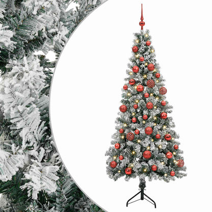Artificial Christmas Tree with Bauble 150 LEDs 150 cm with LEDs & red balls