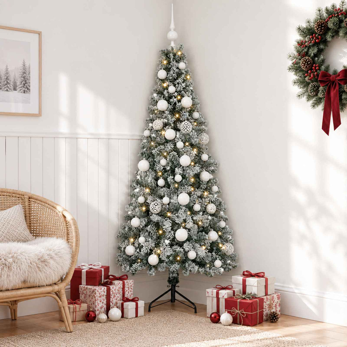 vidaXL Artificial Christmas Tree with Bauble 150 cm 150 LEDs 1