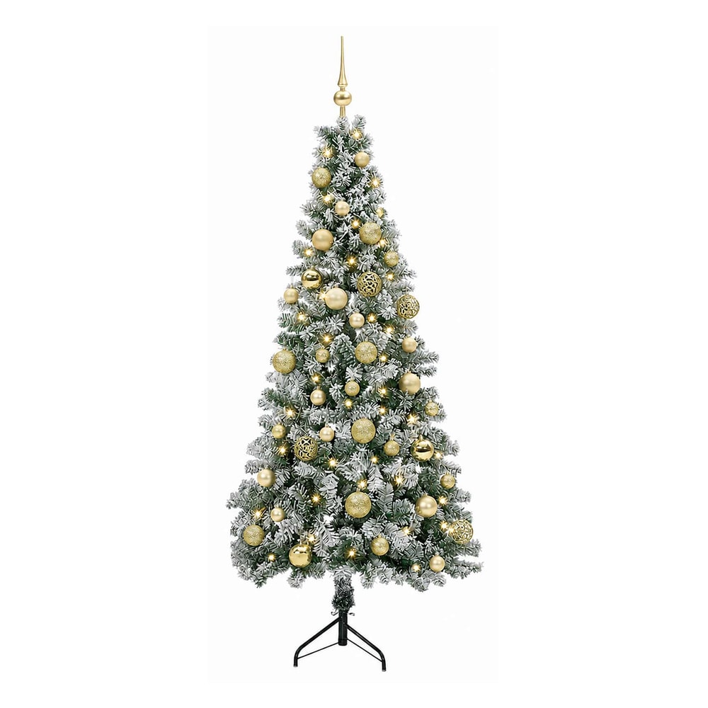 Artificial Christmas Tree with Bauble 150 LEDs 120 cm with LEDs & gold/bronze balls