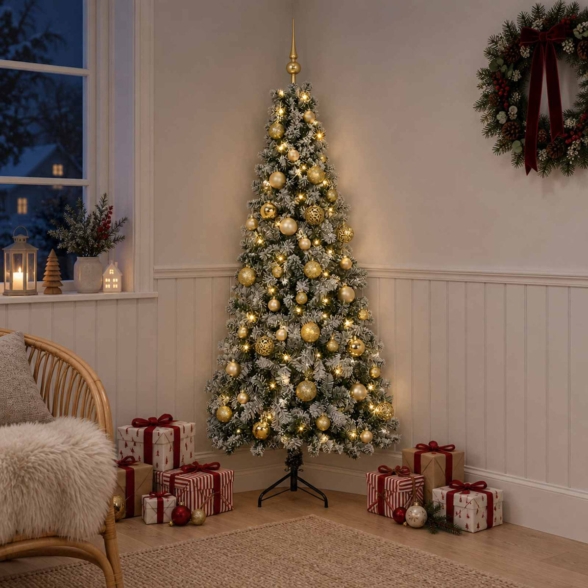 vidaXL Artificial Christmas Tree with Bauble 150 cm 150 LEDs 3