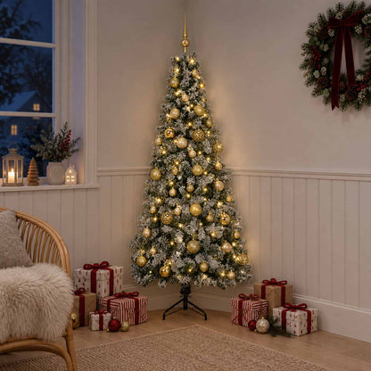 Artificial Christmas Tree with Bauble 150 LEDs 150 cm with LEDs & gold/bronze balls